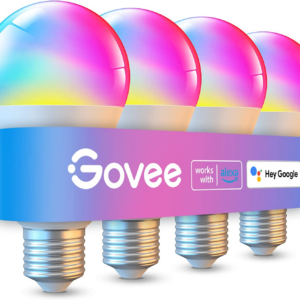 Smart Light Bulbs, Dimmable RGBWW Color Changing Light Bulbs, Work with Alexa & Google Assistant, No Hub Required RGB Light Bulbs, 9W 60W Equivalent A19 LED Bulbs for Bedroom Living Room, 4 Pack