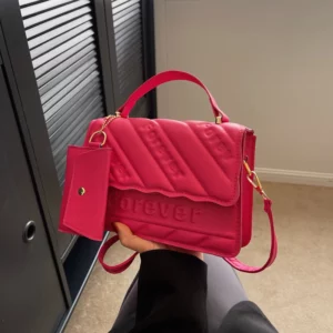 Small Quilted Leather Shoulder Handbag for Women