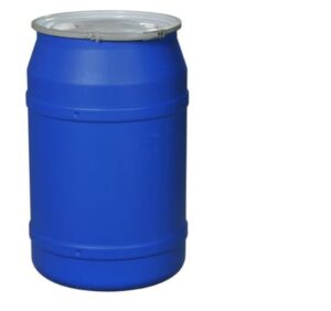 55-Gallon Blue Plastic Barrel Drum with Metal Lever-Lock Ring & Quick-Lock Lid Plastic Drum with Lid - 55 Gallon, Open Top, Blue